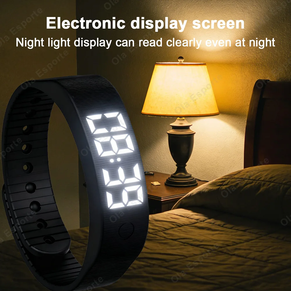 LED Digital Alarm Clock Watch with Pedometer